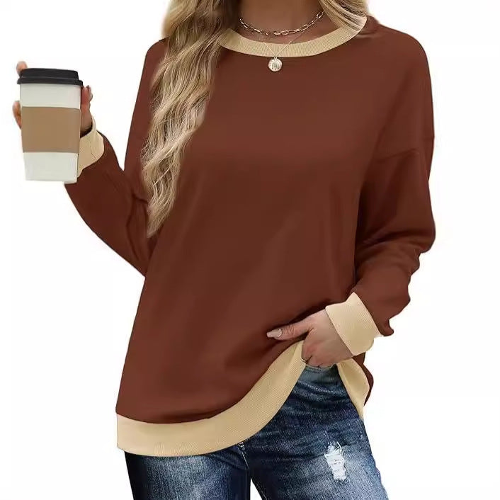 Damen bequemer Sweatshirt mit Raglanärmeln und dekorativem Kragen Drune