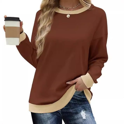 Damen bequemer Sweatshirt mit Raglanärmeln und dekorativem Kragen Drune
