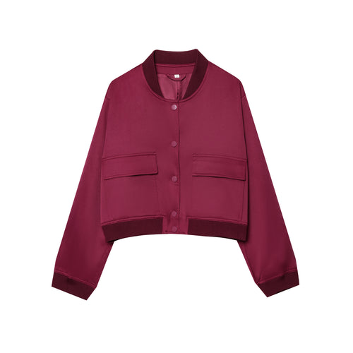 Damen nan cropped Bomberjacke mit Druckknopfleiste, überschnittenen Schultern und großen Klappentaschen Drune