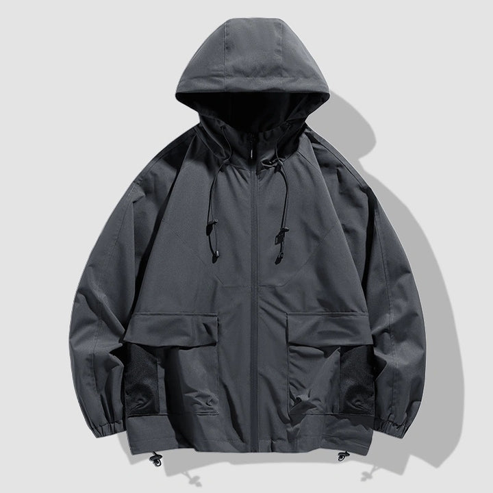 Herren Oversize Utility-Softshelljacke mit Kapuze, aufgesetzten Taschen & verstellbarem Saum Drune