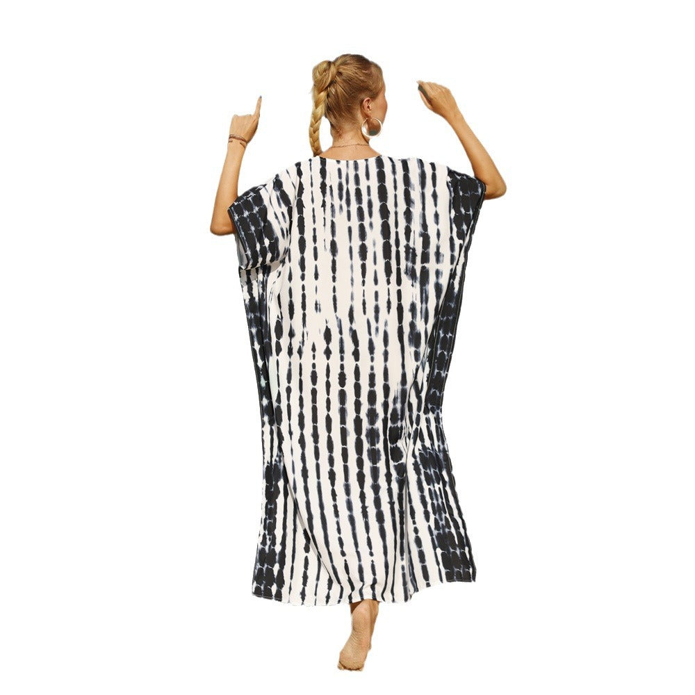 Damen Strandkleid mit modernem Batikmuster und lässigem Schnitt Drune