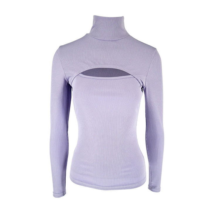 Damen Trendy Langarmoberteil mit Stehkragen und Cut-Out-Details Drune