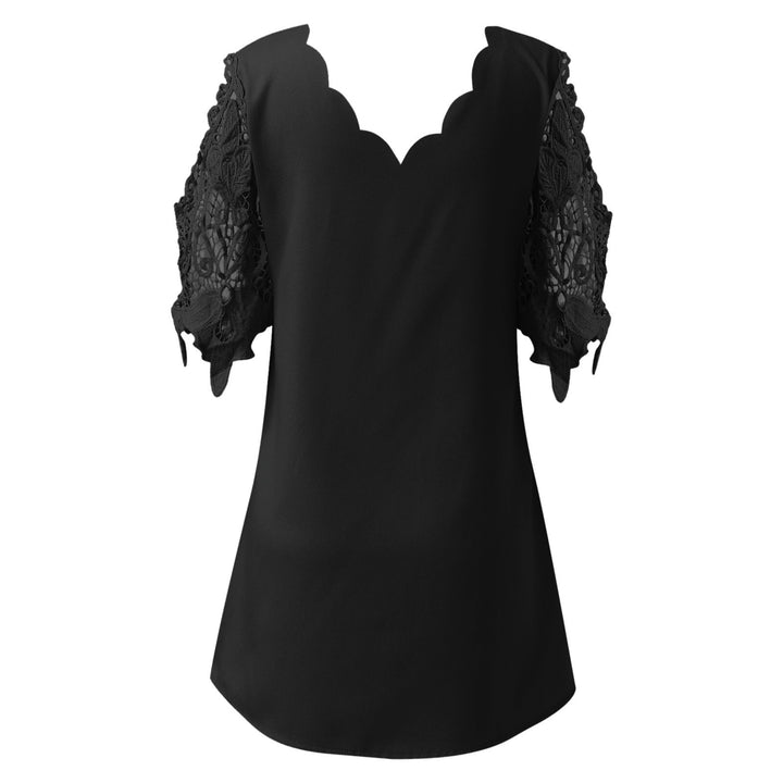 Damen Bluse mit raffinierten Häkelärmeln und scalloped Ausschnitt Drune