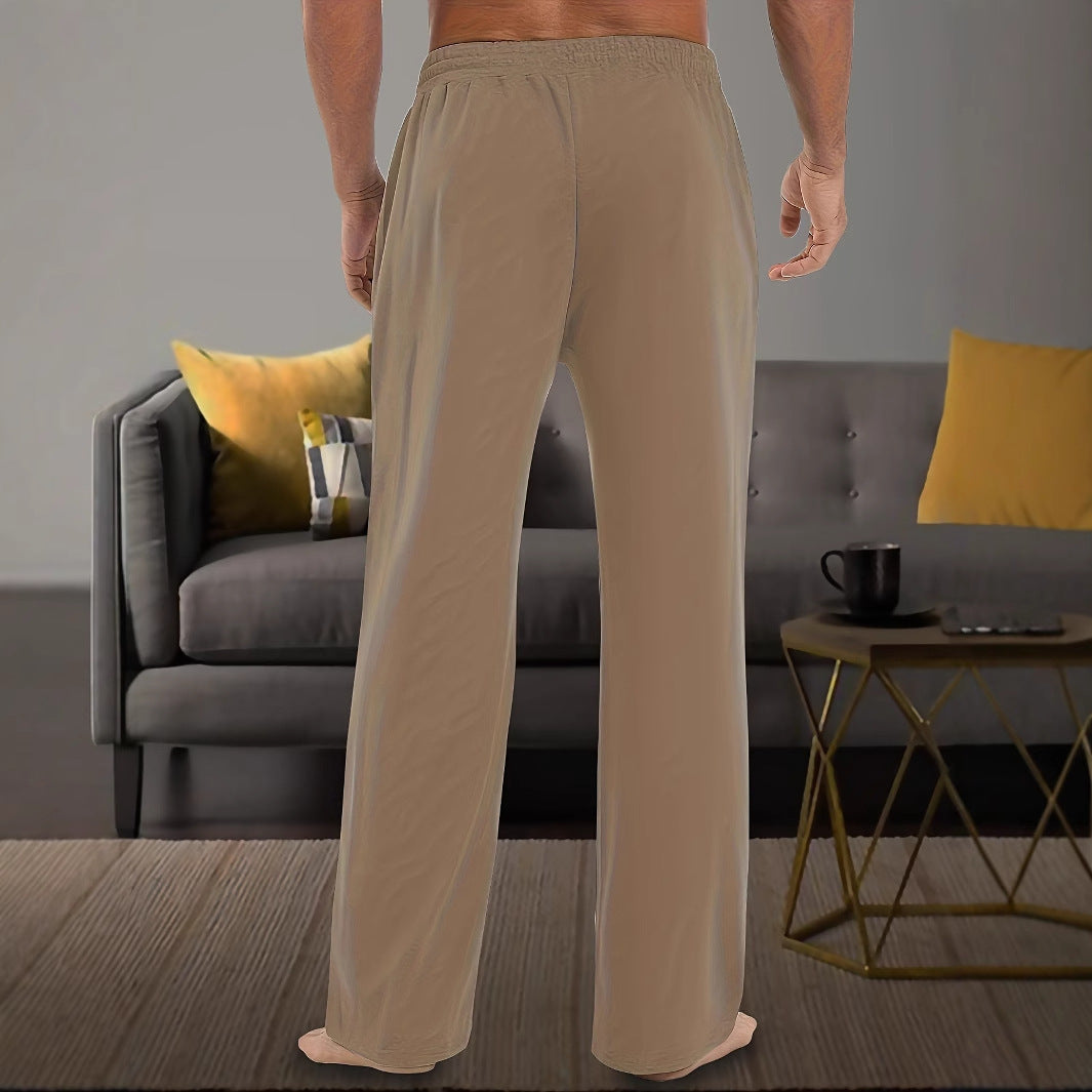 Herren Elastische Relax-Hose mit Kordelzug und weitem Bein Drune