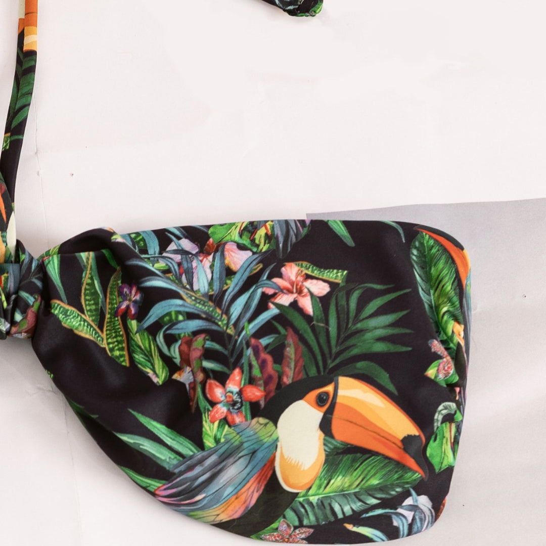Damen Bandeau-Bikini mit tropischem Blütenmuster Drune