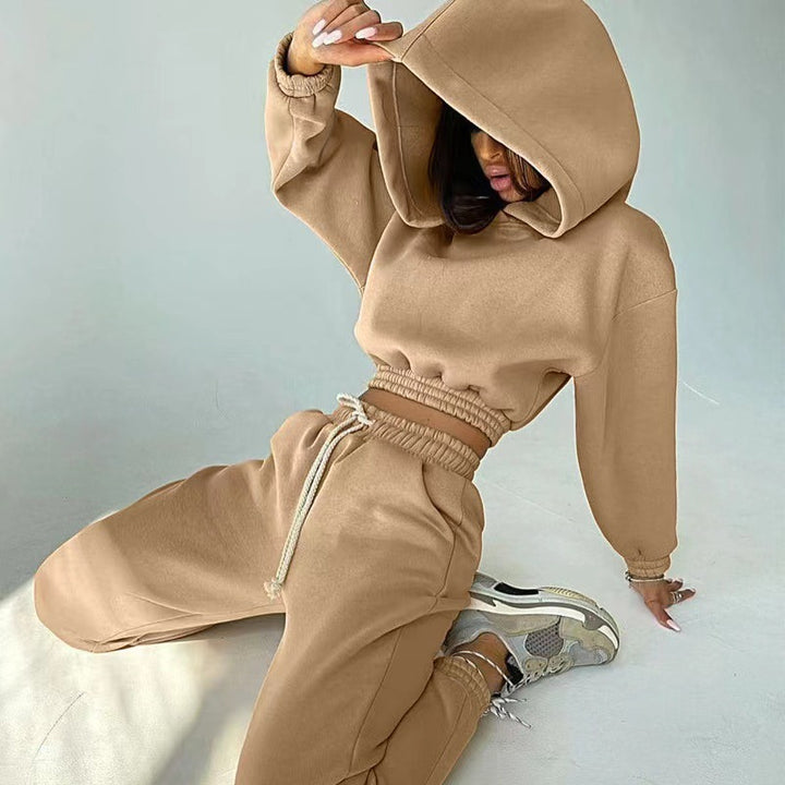 Damen sportliches und lässiges Hoodie-Set mit weitem Schnitt Drune