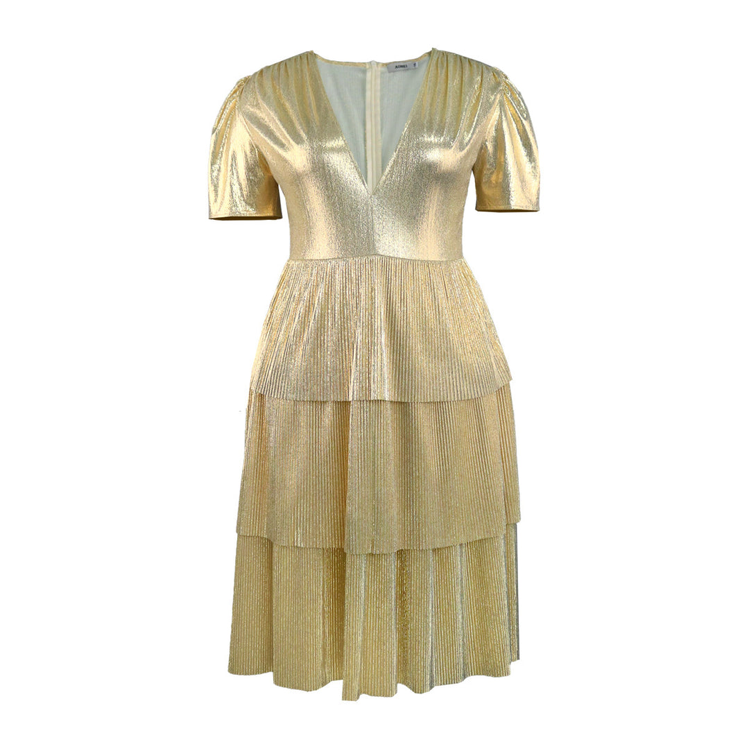 Damen Glänzendes Abendkleid mit voluminösem Rüschendesign Drune