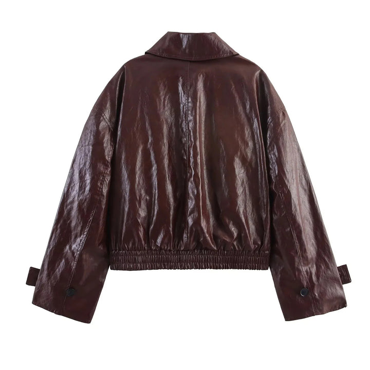 Damen nan cropped Trenchjacke im Oversize-Look aus veganem Lederimitat Drune