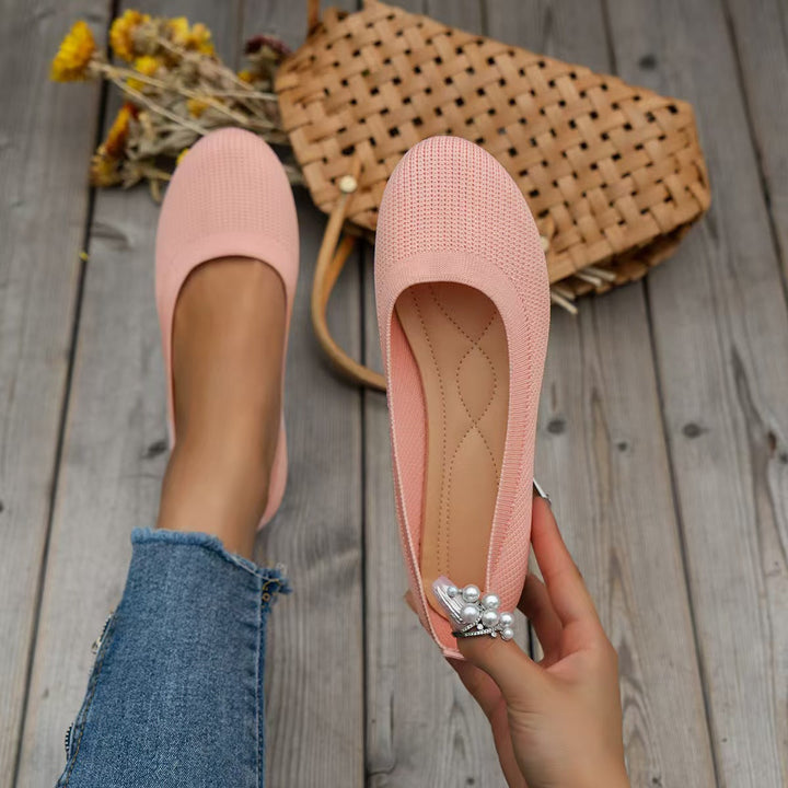 Damen bequeme Textil-Ballerinas im modernen Rippendesign Drune