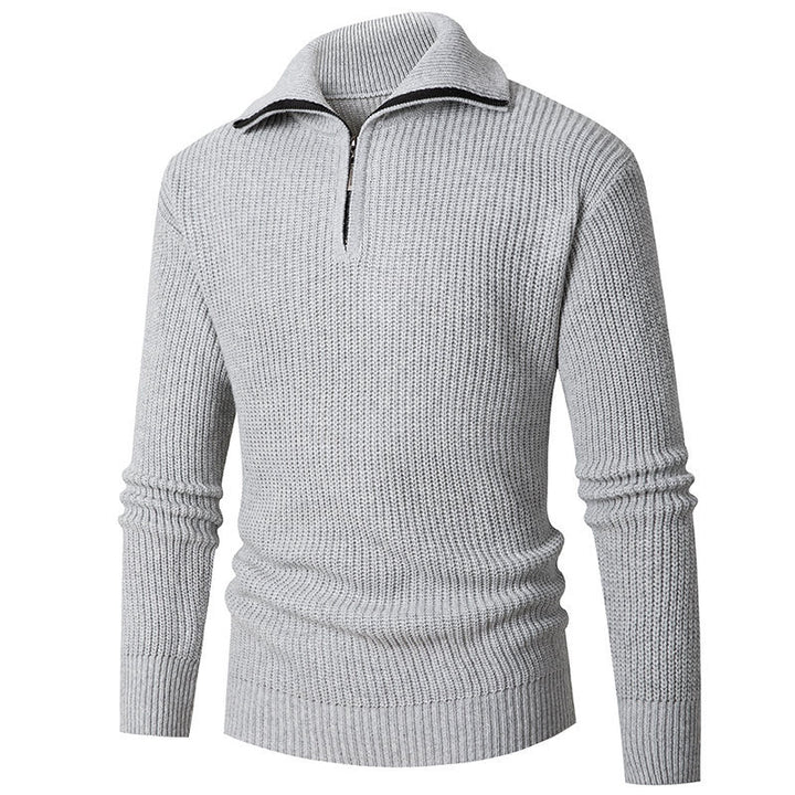 Herren Grobstruktur-Halbzip-Mockneck-Pullover aus thermoregulierendem Baumwollmix Drune