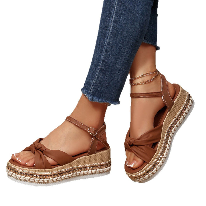 Damen Komfortable Plateau-Sandalen mit Knoten-Detail Drune