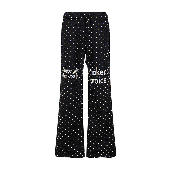 Damen Weite Lounge-Hose mit Kordelzug, ausgestelltem Bein und Statement-Print Drune