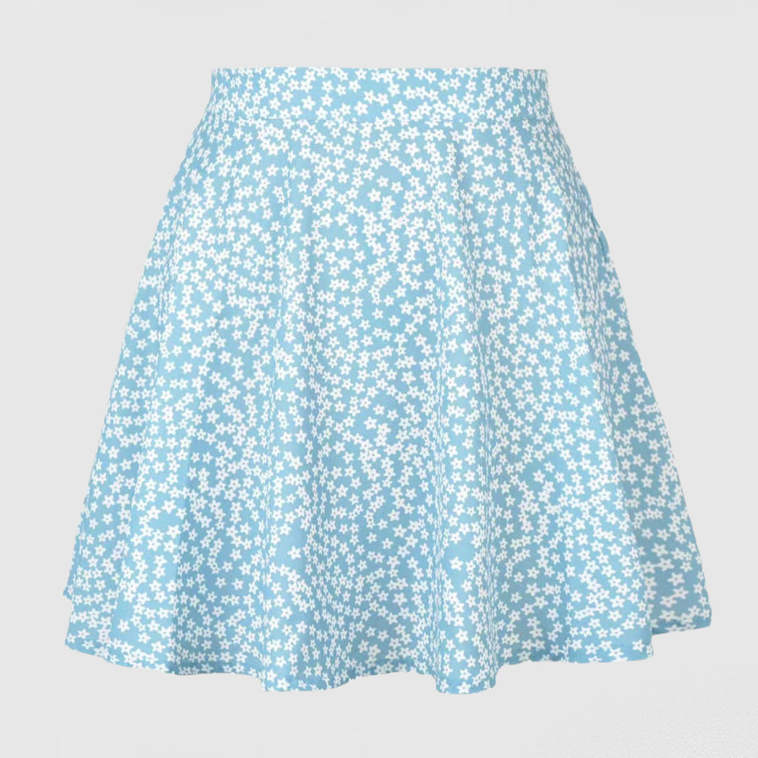 Damen Baumwollrock mit verspieltem Blumenmuster und schwingendem Saum Drune