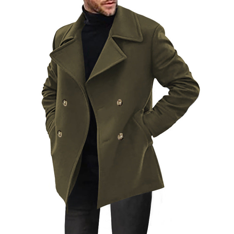 Herren Designer Wollmantel mit doppelter Knopfleiste Drune