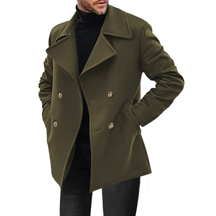Herren Zweireihiger taillierter Peacoat mit breitem Revers und Eingrifftaschen Drune