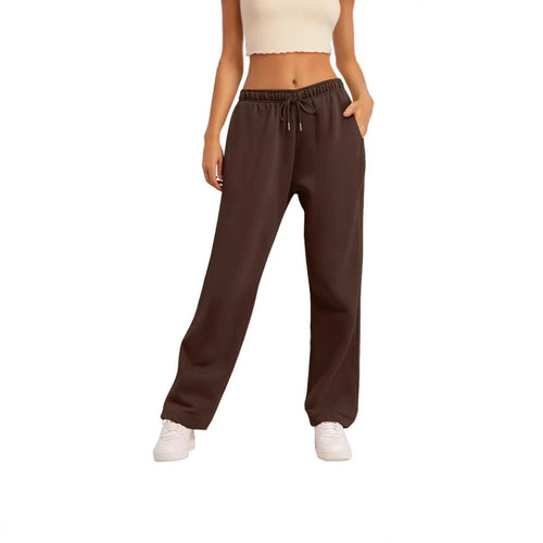 Damen nan weite High‑Waist Loungewear‑Jogginghose mit elastischem Bund Kordelzug und Seitentaschen Drune