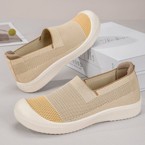 Damen nan leichter gestrickter Slip-On Sneaker mit verstärkter Zehenkappe und stoßdämpfender EVA-Plateausohle Drune
