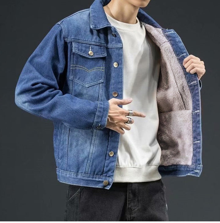 Herren Lässige Denimjacke mit gefüttertem Innenfutter Drune