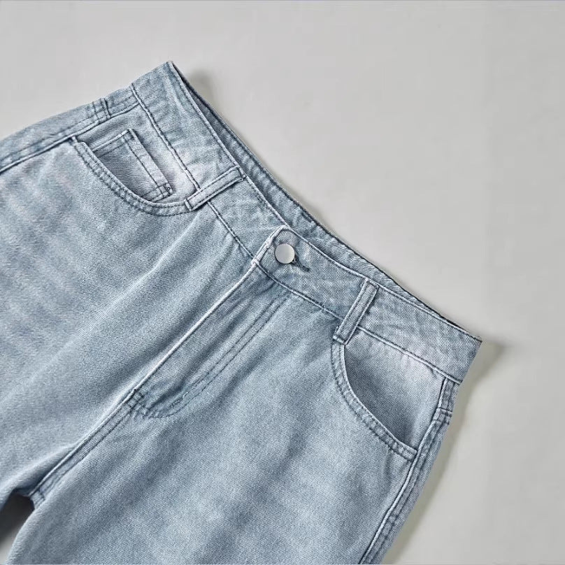 Damen weite High-Waist Jeanshose im Palazzo-Stil Drune