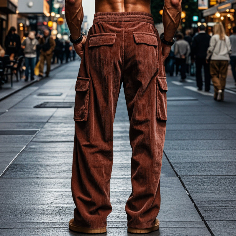 Herren lockere Cord-Cargo-Hosen mit praktischen Taschen Drune
