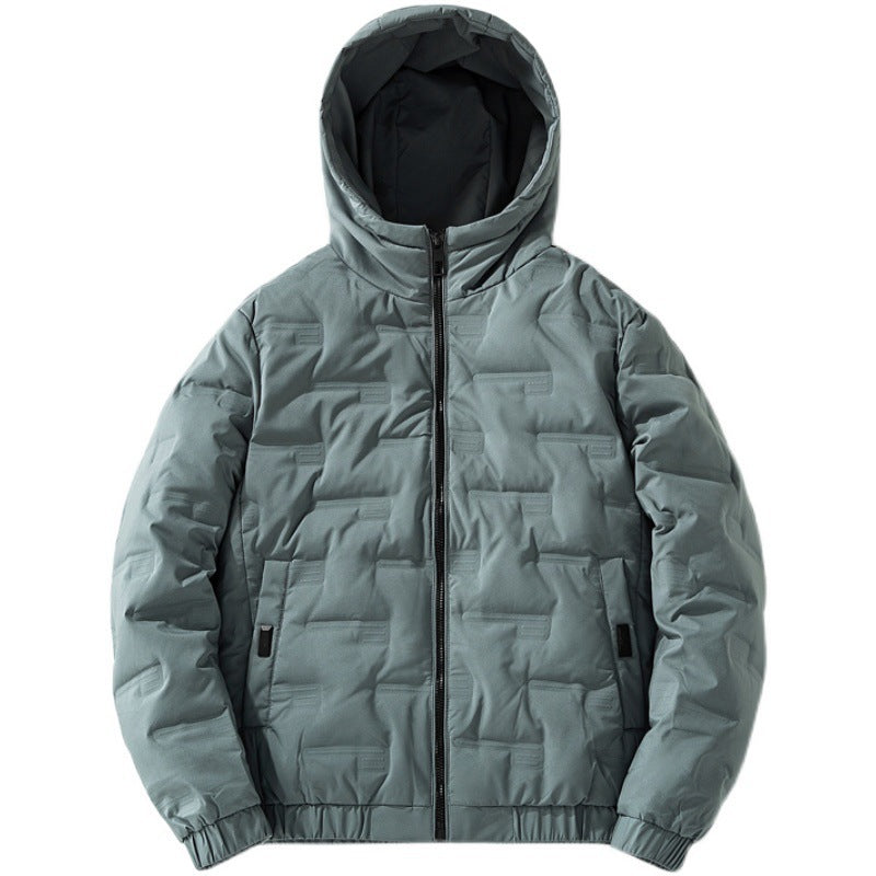 Herren nan isolierende Kapuzen-Steppjacke mit geprägtem Quadratmuster und elastischen Bündchen Drune