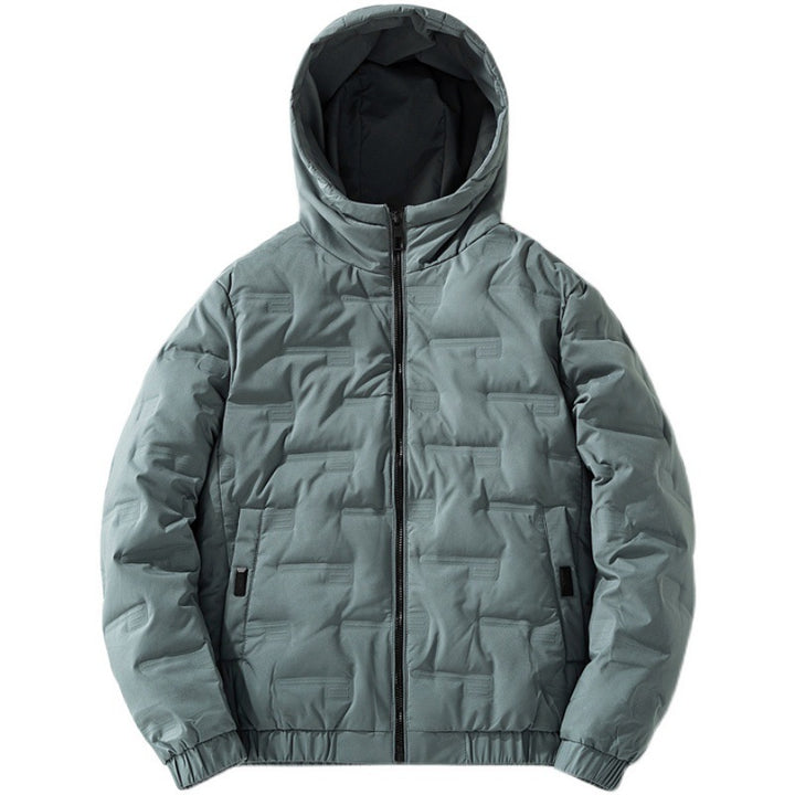 Herren nan isolierende Kapuzen-Steppjacke mit geprägtem Quadratmuster und elastischen Bündchen Drune