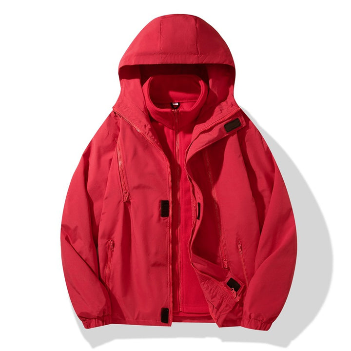 Herren zweiteiliger Regen- und Thermojacke mit abnehmbarer Fleece-Innenjacke und winddichter Membran Drune