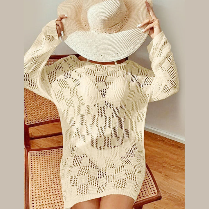Damen luftiger Häkel-Strandpullover Drune