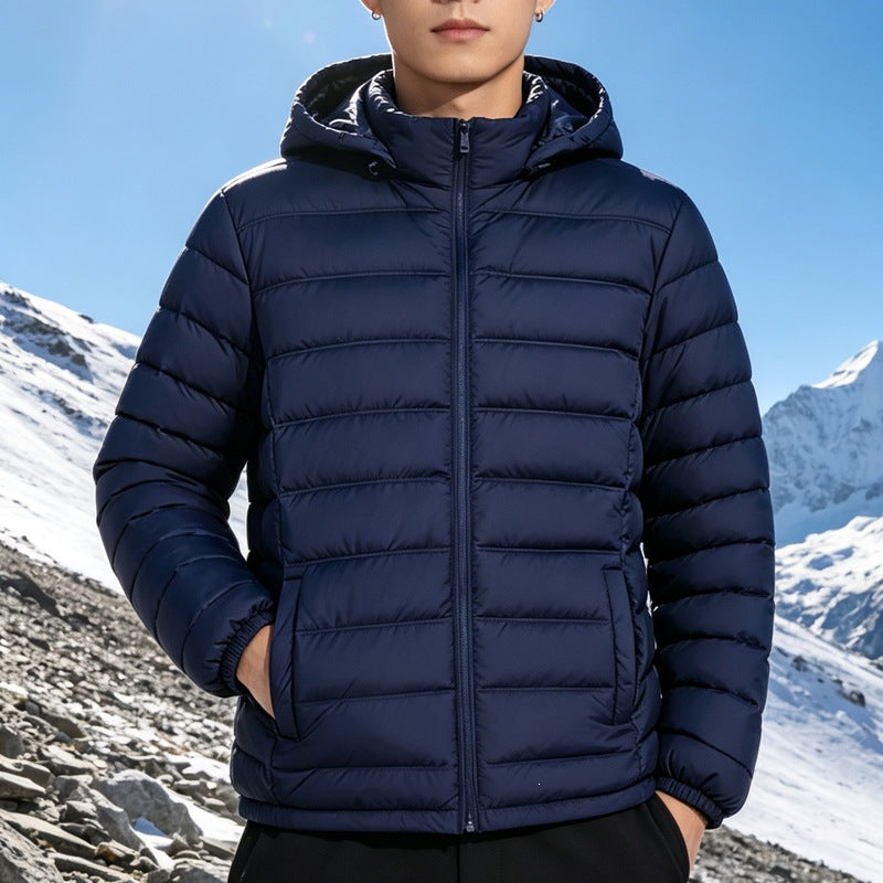 Herren Wattierte leichte Kapuzensteppjacke mit Thermofüllung und durchgehendem Reißverschluss Drune
