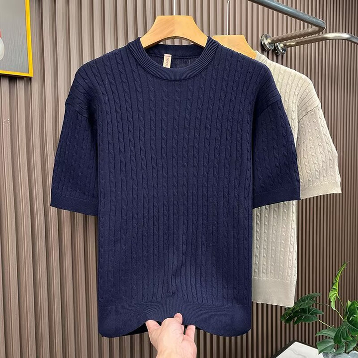 Damen Eleganter Strickpullover mit Kurzarm Drune
