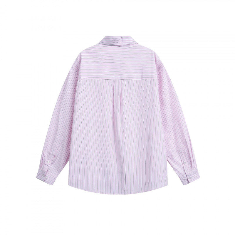 Damen Oversize-Hemd aus Baumwollmix mit feinem Nadelstreifen und Brusttasche Drune