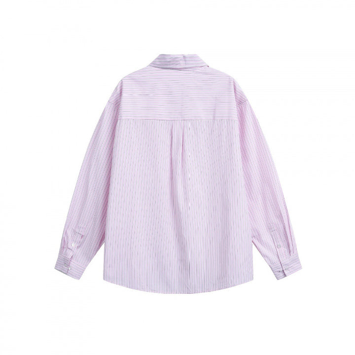 Damen Oversize-Hemd aus Baumwollmix mit feinem Nadelstreifen und Brusttasche Drune