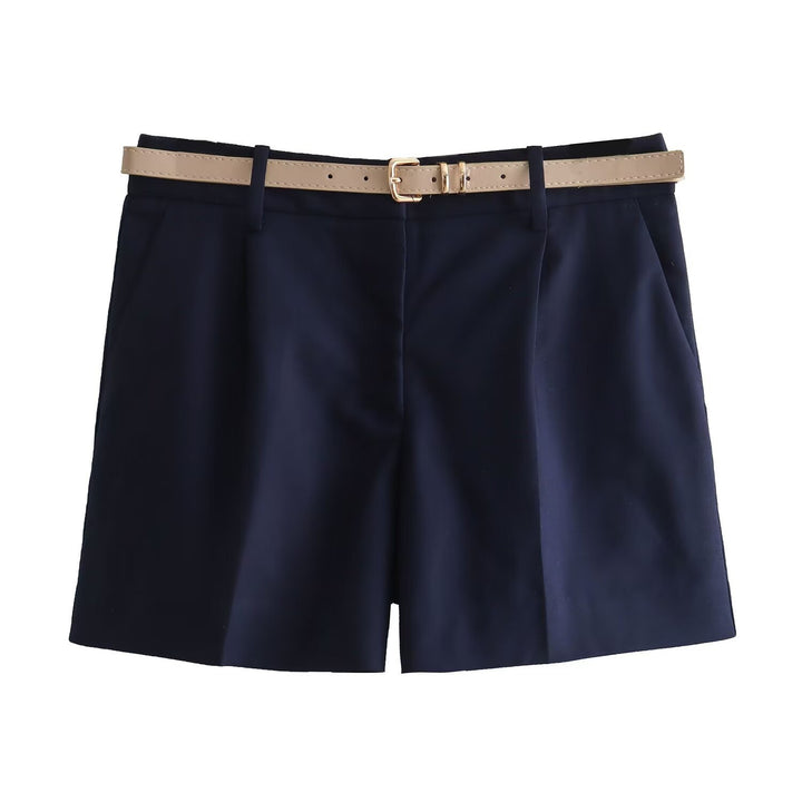 Femme Taillierte Hochbund-Chino-Shorts mit Gürtel-Detail Drune