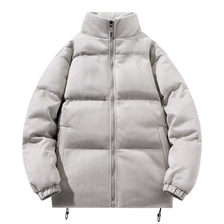 Herren breite Blocksteppjacke mit wattierter Thermofüllung, hohem Stehkragen und Kordelzugsaum Drune