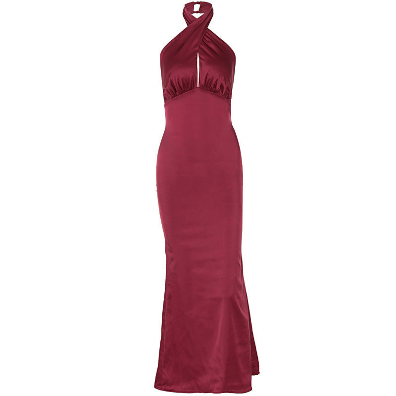 Damen Elegantes Maxikleid mit raffinierter Wickeloptik und schulterfreiem Design Drune