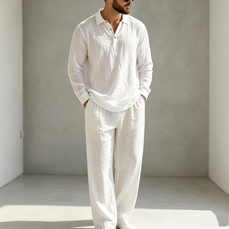 Herren Lässiger Leinen Pyjama Drune