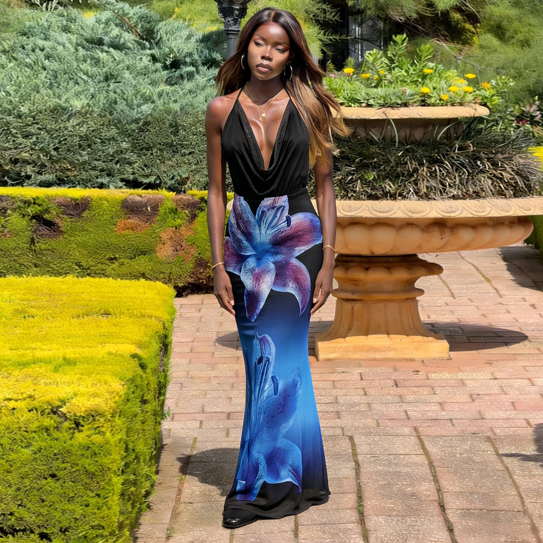 Damen Sommerliches Maxikleid mit aufregenden Blumenmotiven Drune