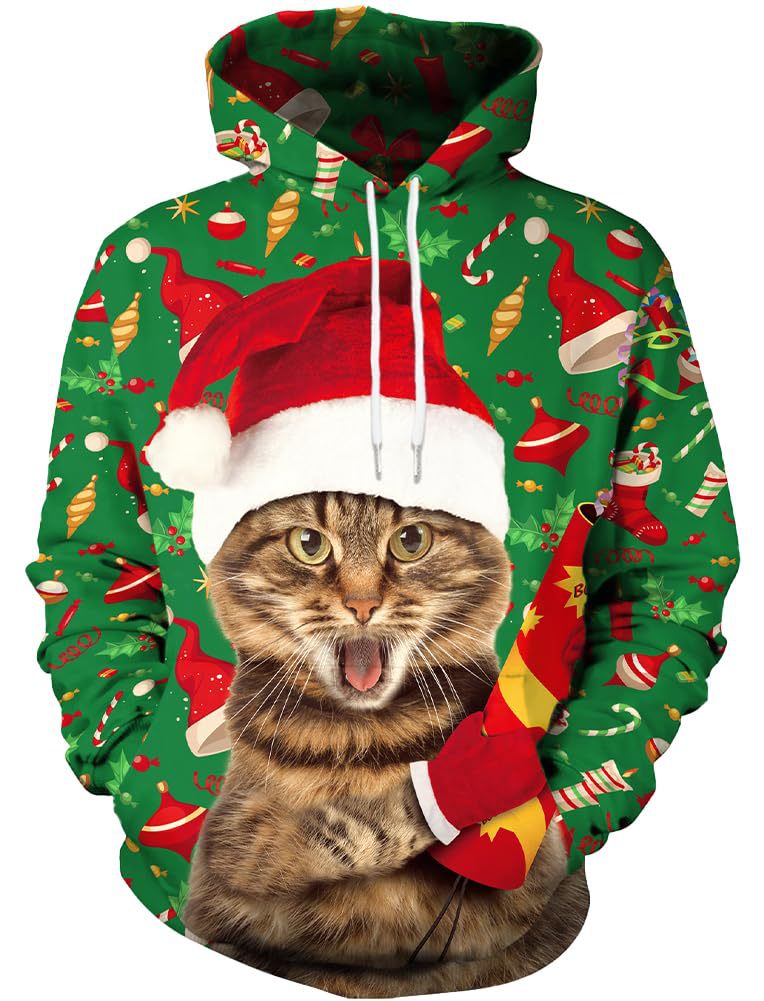 Damen Lustiger Kapuzenpullover mit weihnachtlichem DJ-Motiv Drune