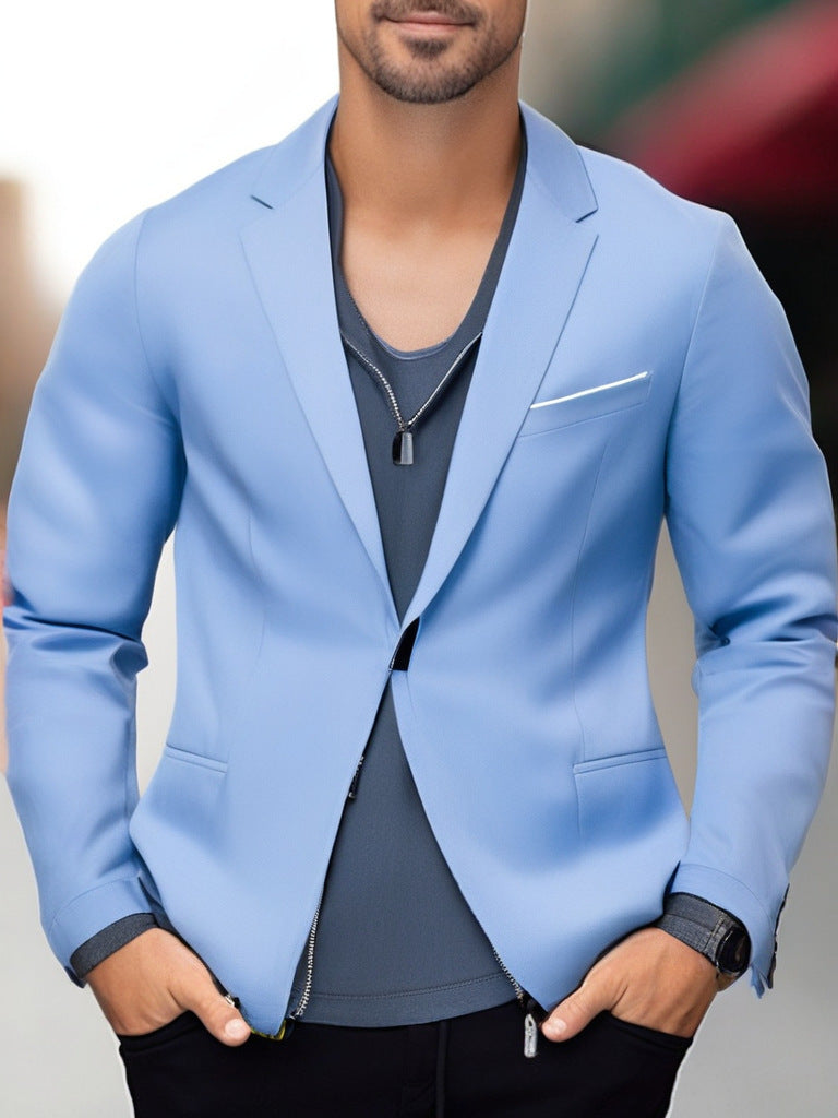 Herren eleganter und stilvoller Blazer mit farblich abgesetztem Revers Drune