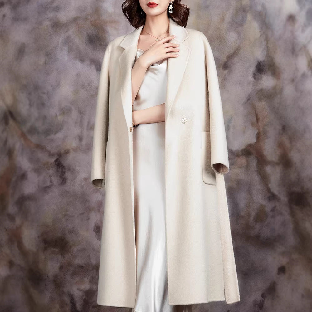 Damen Übergroßer Wollmantel mit elegantem Schnitt und praktischen Taschen