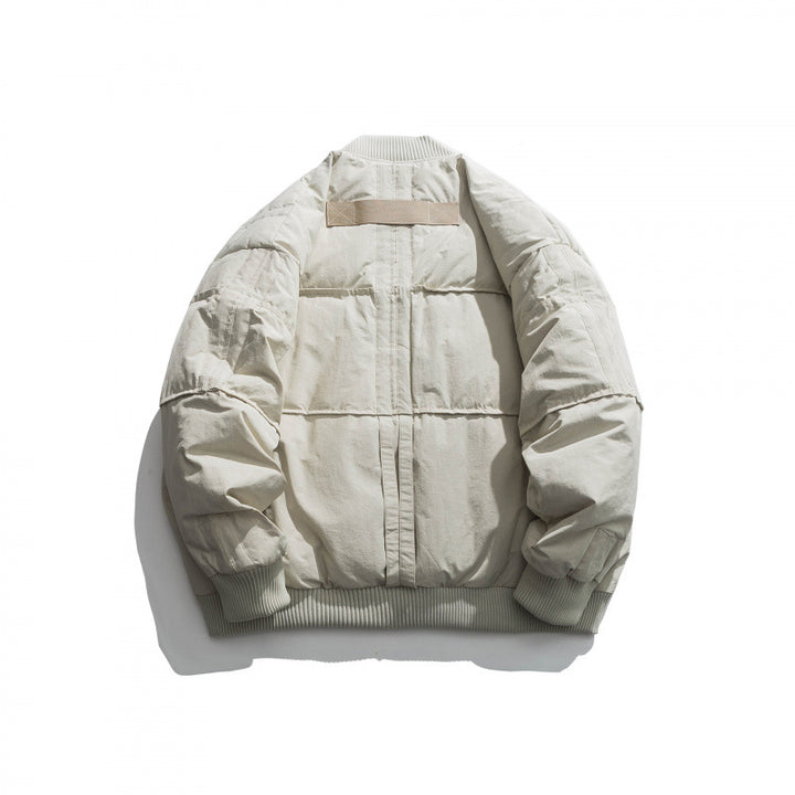 Unisex Boxy wattierte Bomberjacke mit Rippenbündchen und kastiger Silhouette Drune
