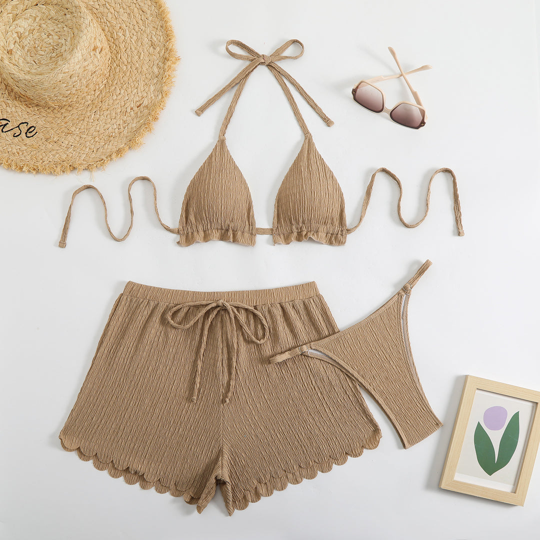 Damen Triangel-Bikini mit Shorts und herausnehmbarem Innenfutter Drune