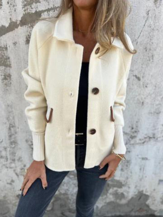 Damen gemütliche Cardigan-Jacke mit Knöpfen Drune