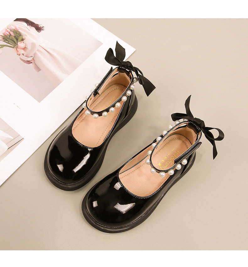 Mädchen Ballerina Schuhe mit Perlen- und Schleifendetail Drune