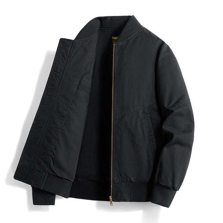Men's  relaxed cotton-twill bomber jacket with reinforced seam panels and ribbed cuff hem Drune