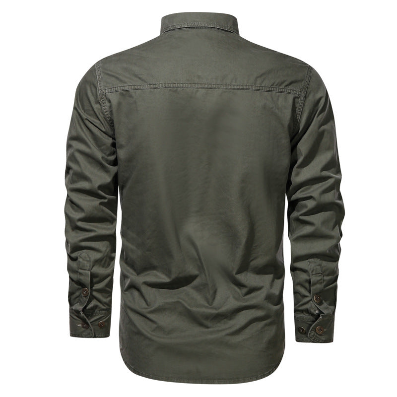 Herren nan robustes langärmliges Outdoorhemd aus Baumwoll-Twill mit aufgesetzten Klappentaschen und verdeckter Knopfleiste Drune