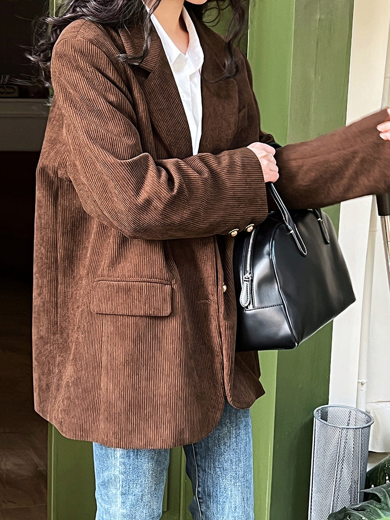 Drune | Lockere Metallschnalle Cordjacke