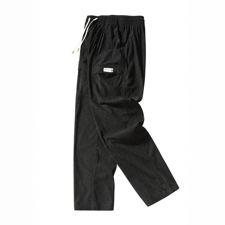 Herren Weite Cord-Cargohose mit Tunnelzugbund, Klapptaschen & gerippter Struktur Drune