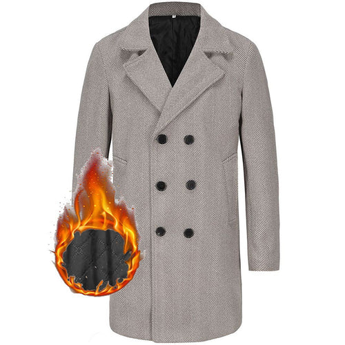 Herren eleganter Doppelreiher-Mantel mit strukturiertem Obermaterial Drune