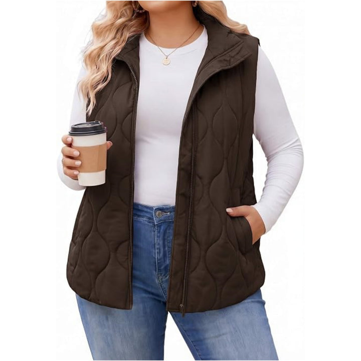 Damen gesteppte Weste mit hohem Kragen, figurfreundlicher Silhouette und Eingrifftaschen Drune